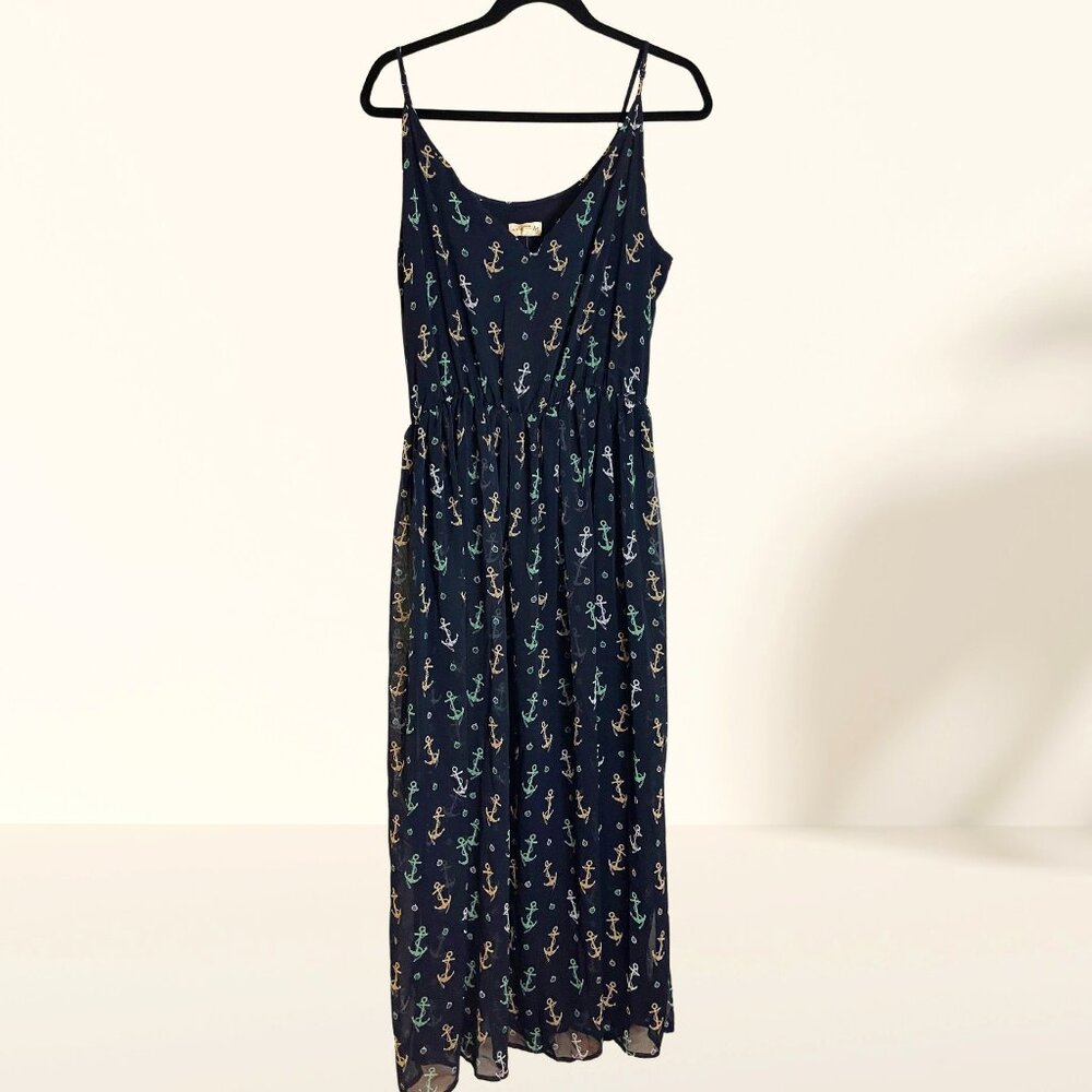 Maison Jules Nautical Anchor Print Midi Dress - XL (New with Tags!) ⚓💙